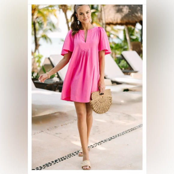 Fuchsia Pink Cotton Dress | Medium | Mint Julep Boutique | NWT - Picture 2 of 8